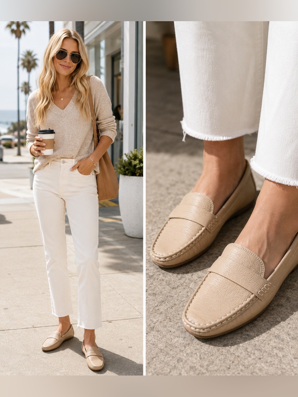 Joie tan genuine leather slip-on casual loafers